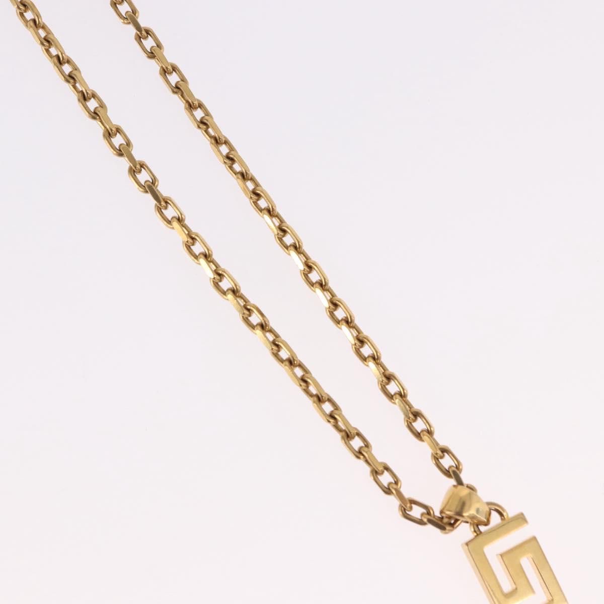 VERSACE Greca Top Necklace Metal Gold Tone Auth SW2537A