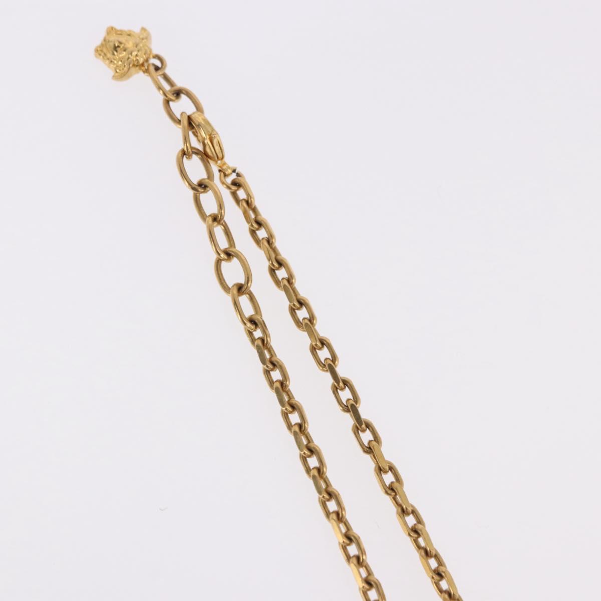 VERSACE Greca Top Necklace Metal Gold Tone Auth SW2537A