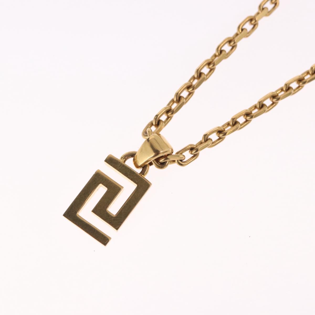 VERSACE Greca Top Necklace Metal Gold Tone Auth SW2537A