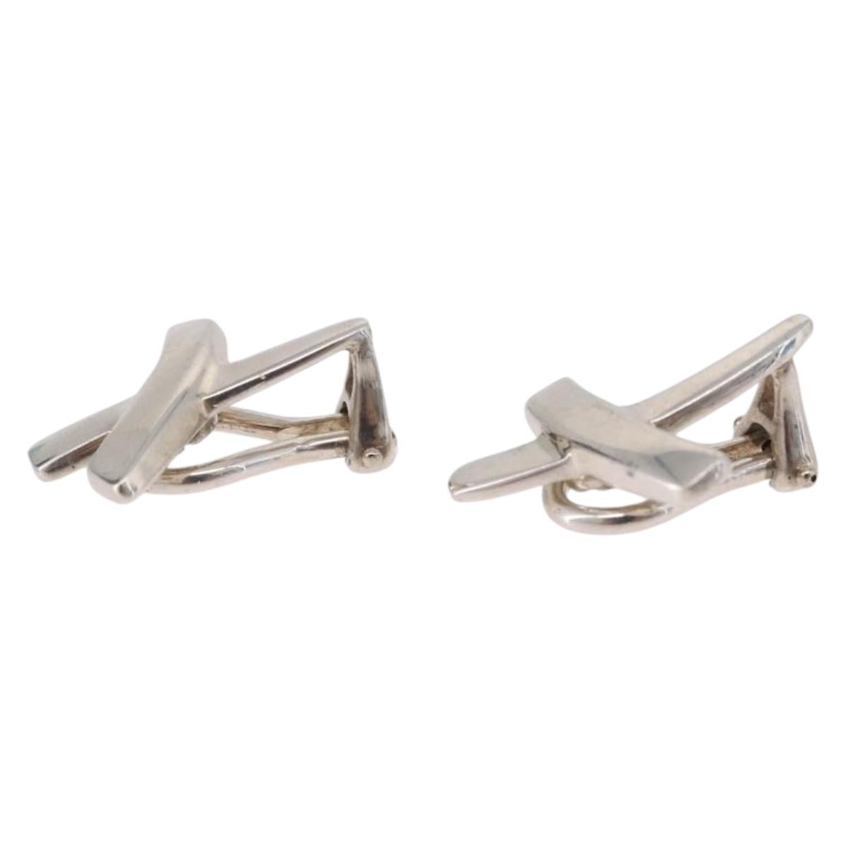 TIFFANY&Co. Paloma Picasso Graffiti X Earring Ag925 Silver Auth SW2552