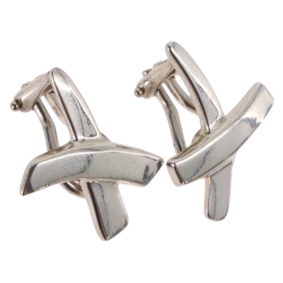 TIFFANY&Co. Paloma Picasso Graffiti X Earring Ag925 Silver Auth SW2552