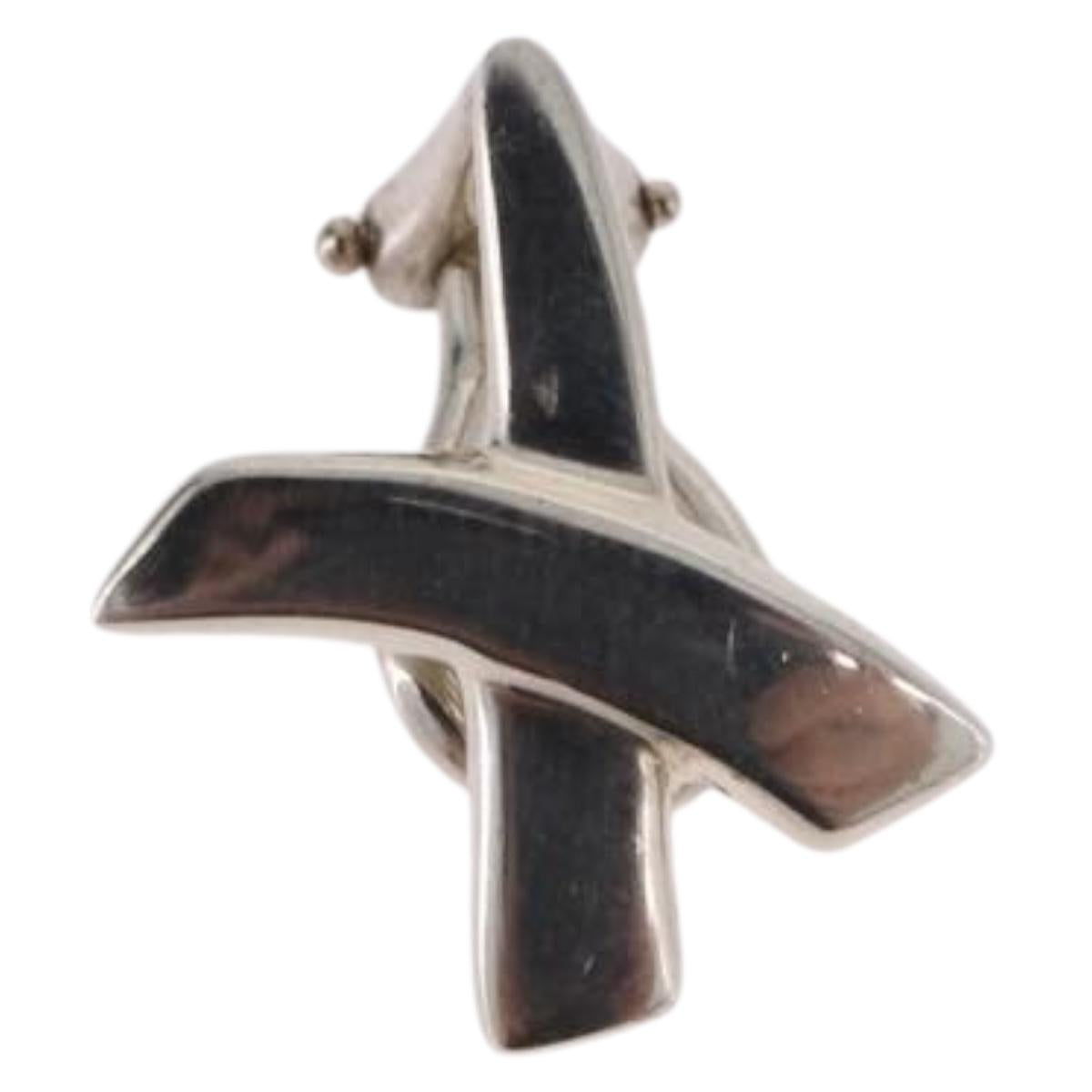 TIFFANY&Co. Paloma Picasso Graffiti X Earring Ag925 Silver Auth SW2552