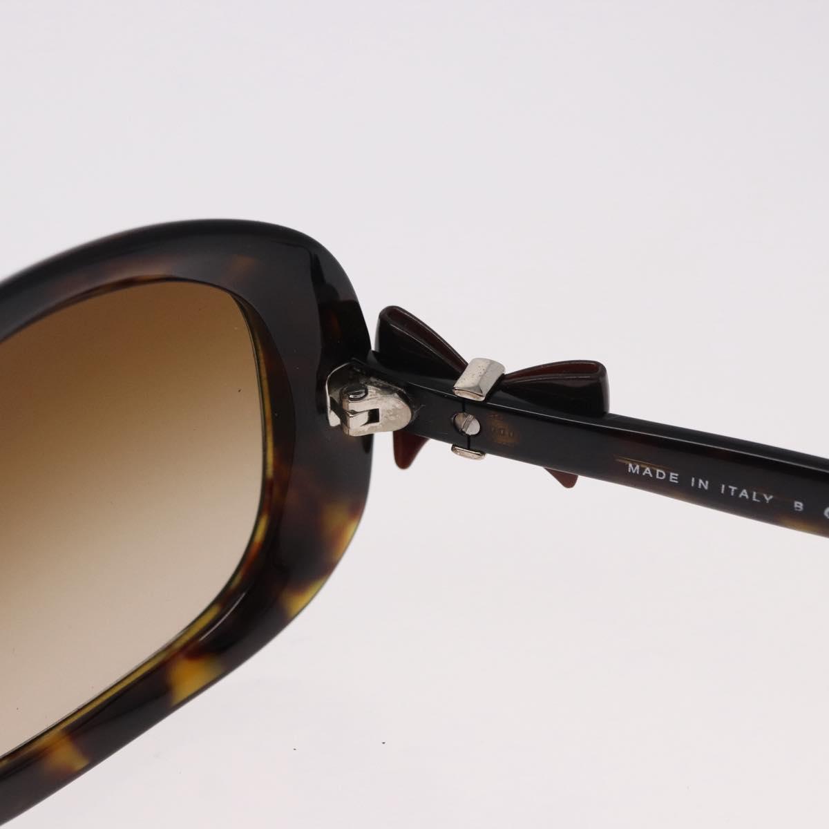 CHANEL Ribbon COCO Mark Sunglasses Plastic Brown Silver CC Auth SW2590