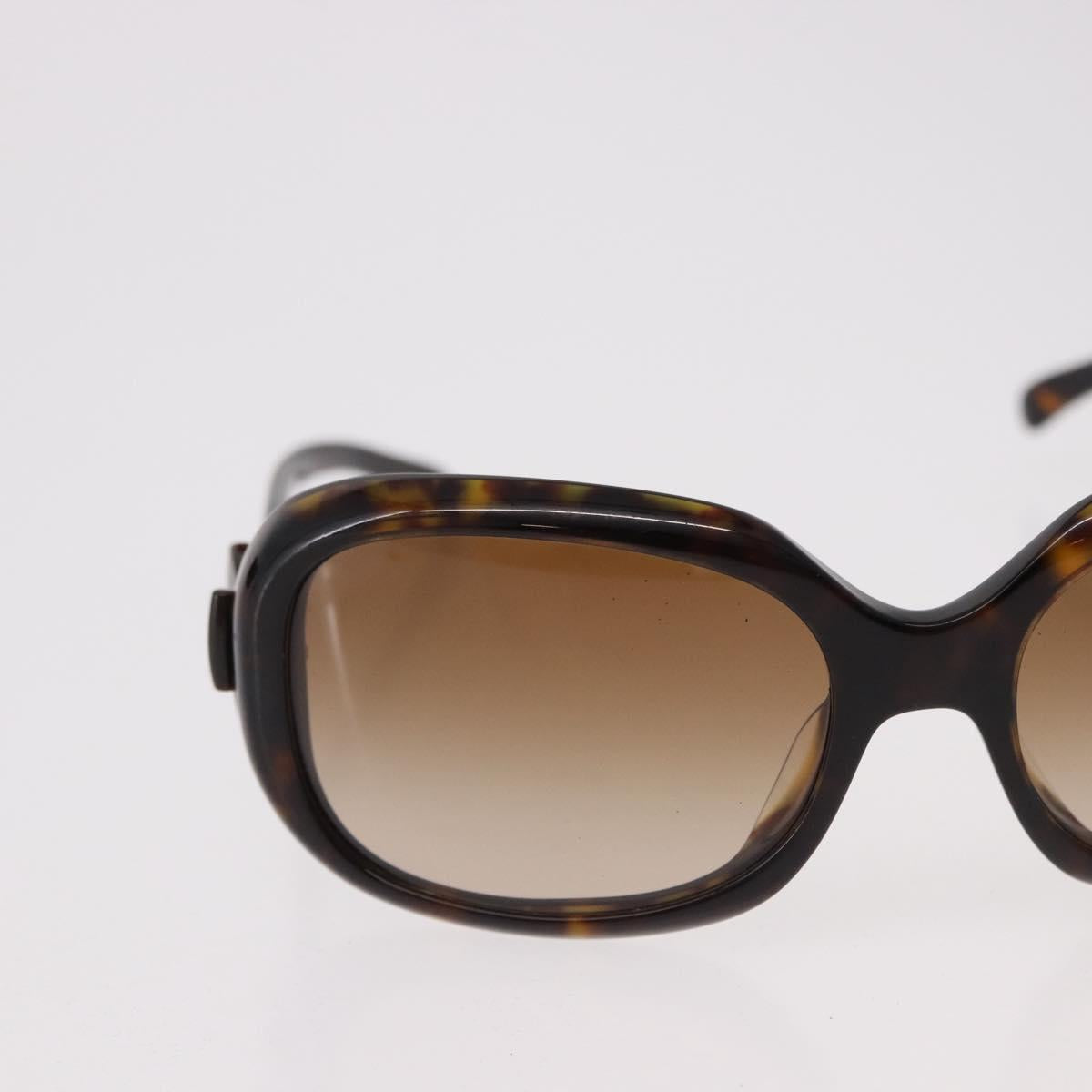 CHANEL Ribbon COCO Mark Sunglasses Plastic Brown Silver CC Auth SW2590