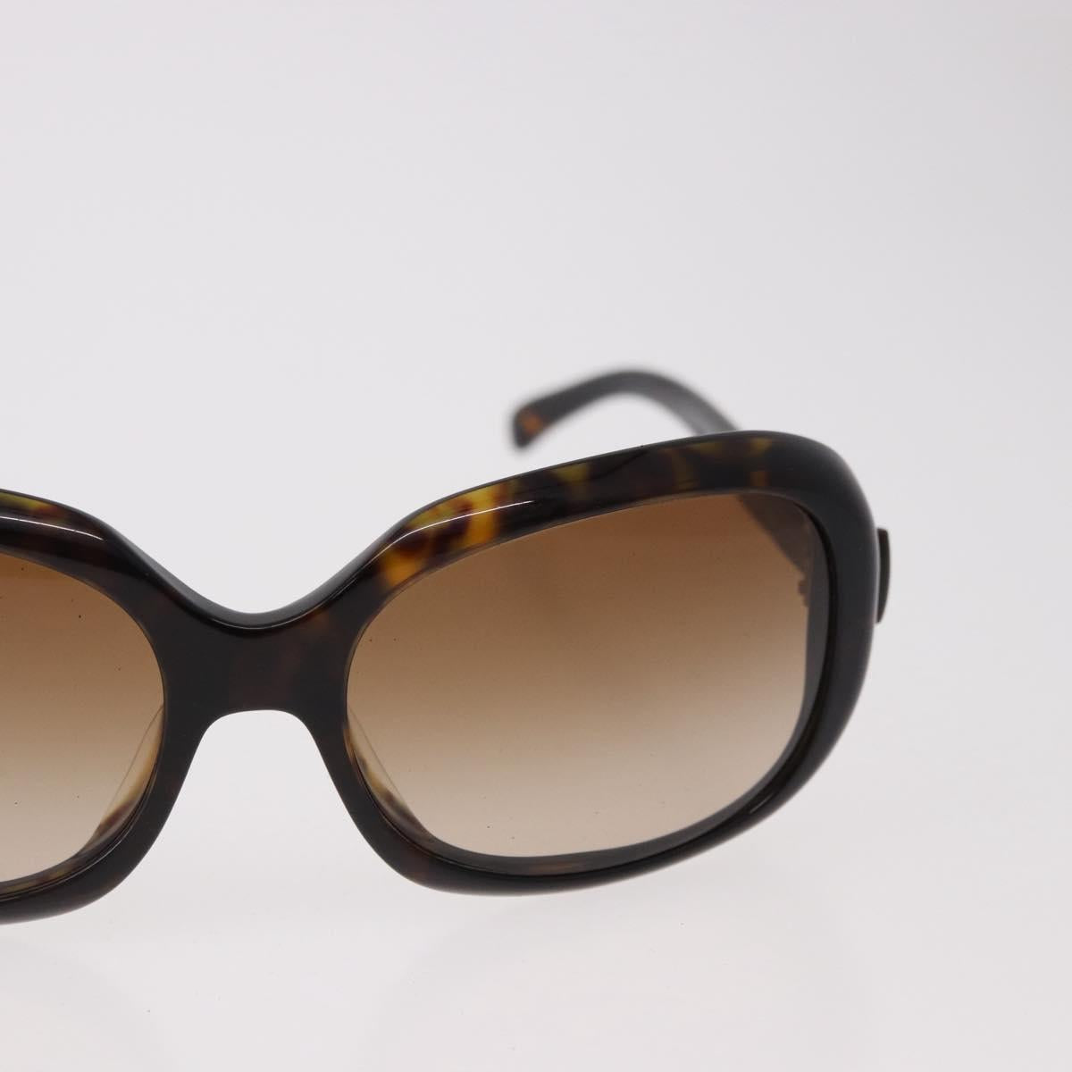 CHANEL Ribbon COCO Mark Sunglasses Plastic Brown Silver CC Auth SW2590