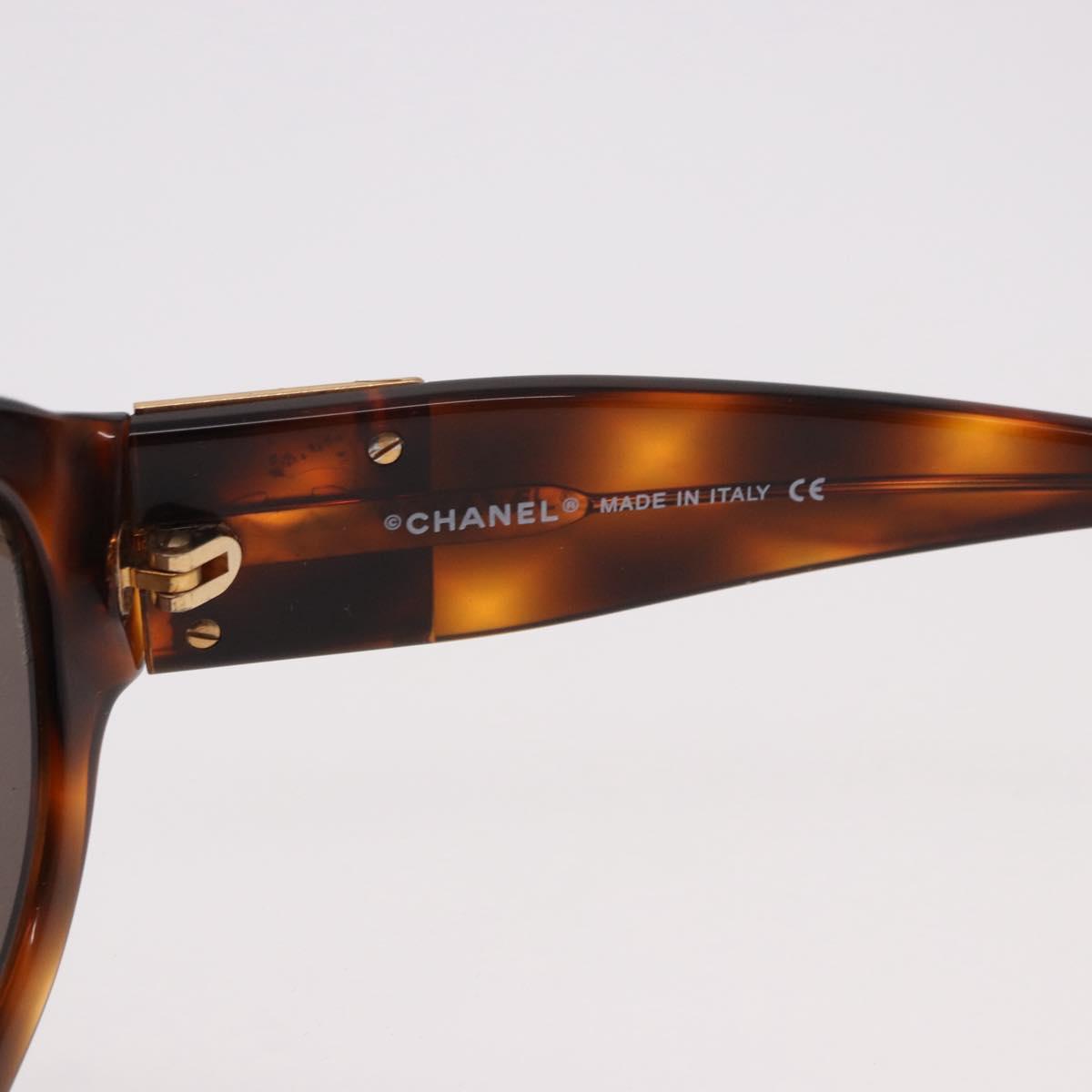 CHANEL COCO Mark Sunglasses Plastic Brown Gold CC Auth SW2591