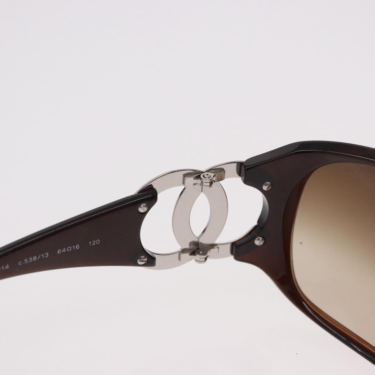 CHANEL COCO Mark Sunglasses Plastic Brown Silver CC Auth SW2592V