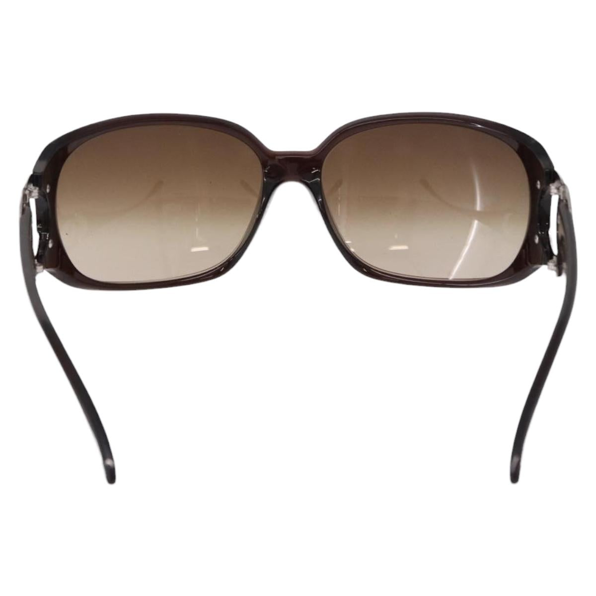 CHANEL COCO Mark Sunglasses Plastic Brown Silver CC Auth SW2592V