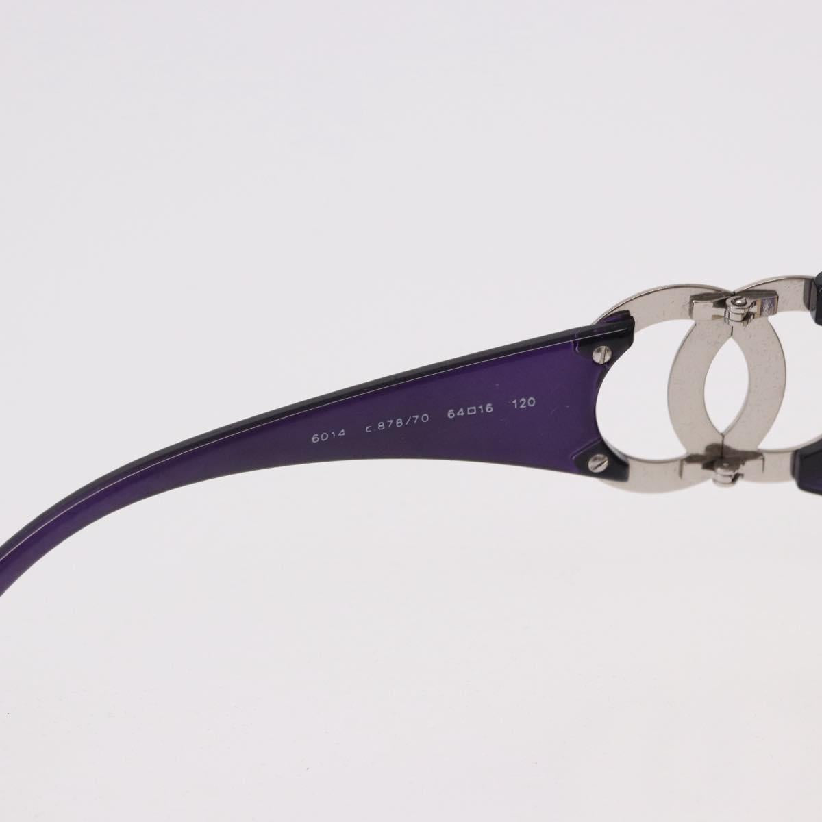 CHANEL COCO Mark Sunglasses Plastic Purple Silver CC Auth SW2593V