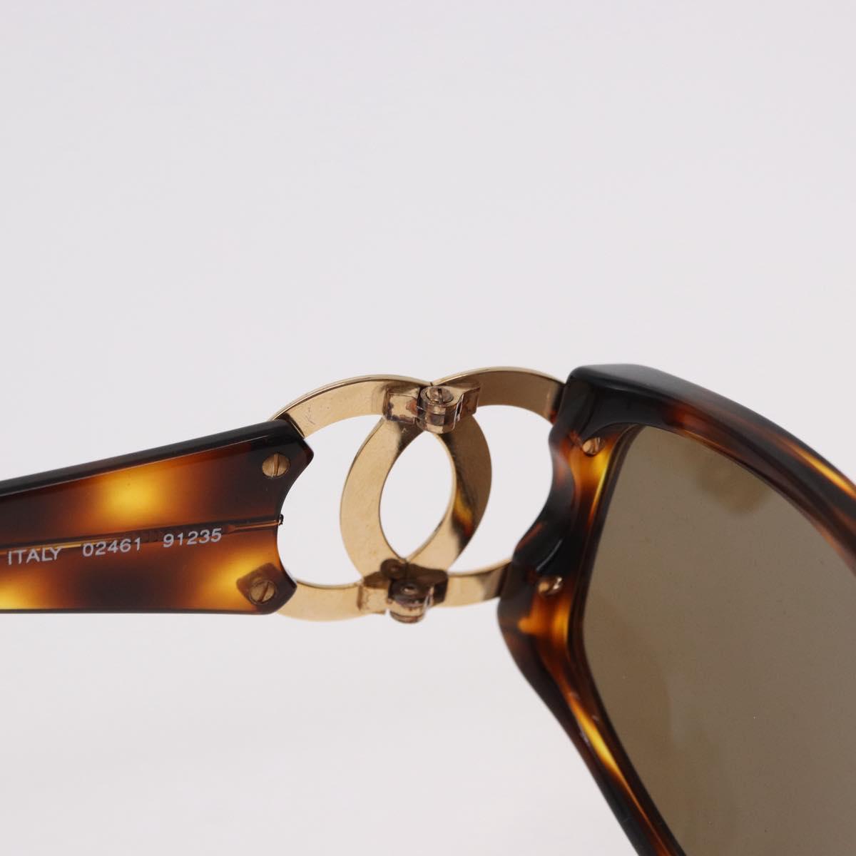 CHANEL COCO Mark Sunglasses Plastic Brown Gold CC Auth SW2596