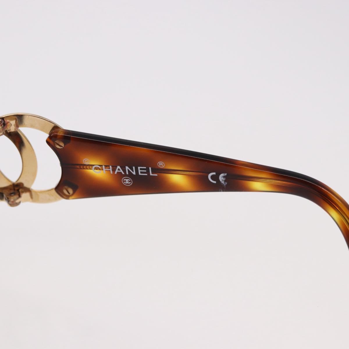 CHANEL COCO Mark Sunglasses Plastic Brown Gold CC Auth SW2596
