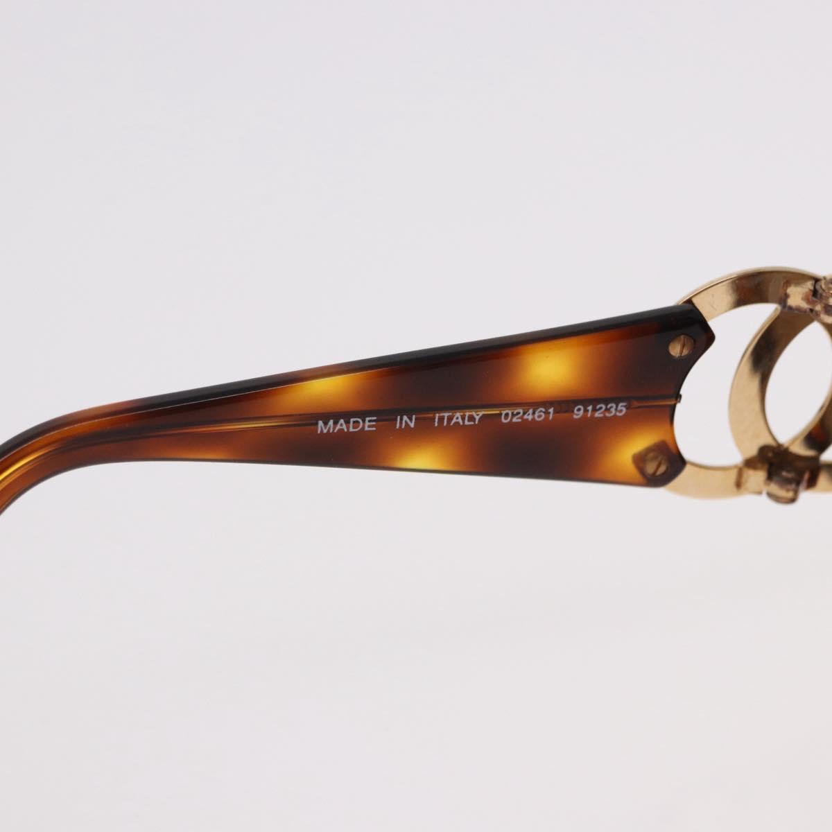 CHANEL COCO Mark Sunglasses Plastic Brown Gold CC Auth SW2596