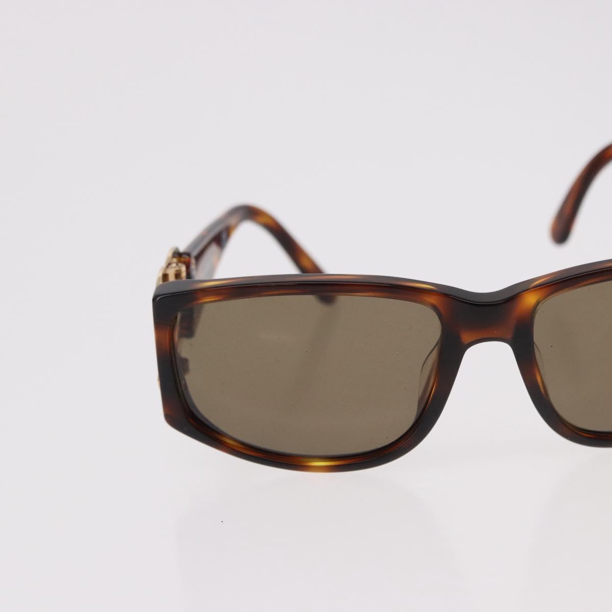 CHANEL COCO Mark Sunglasses Plastic Brown Gold CC Auth SW2596