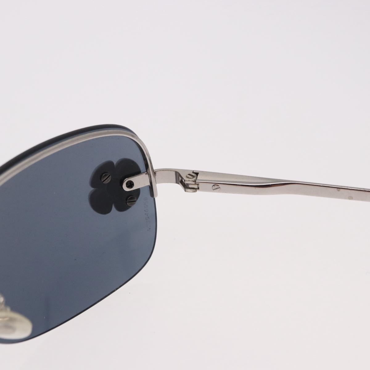 CHANEL Camelia Sunglasses Metal Light Blue Silver CC Auth SW2597V