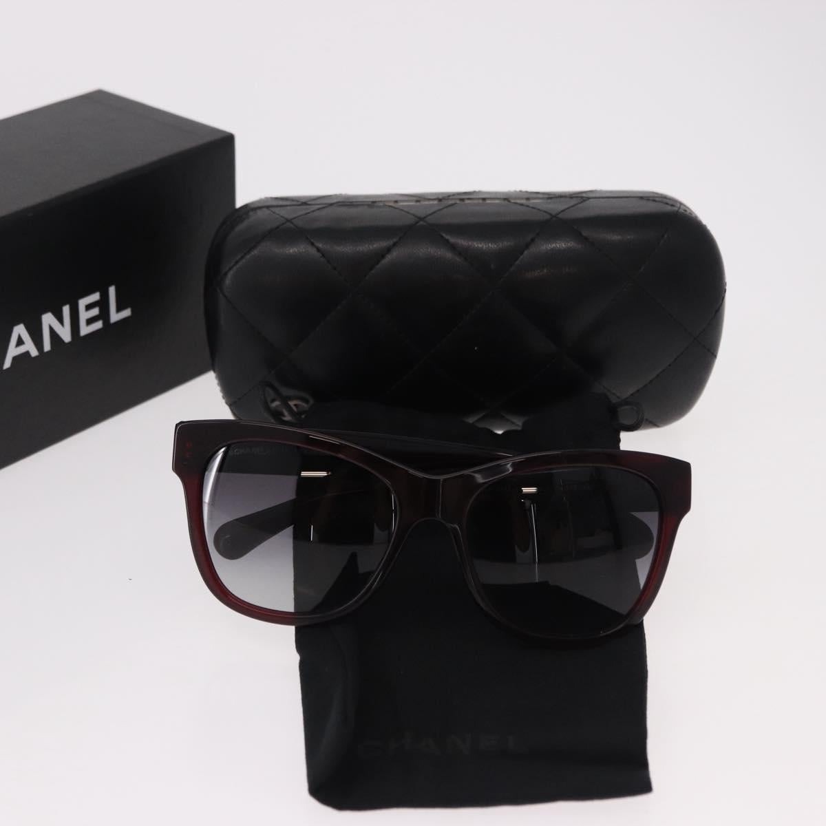 CHANEL COCO Mark Sunglasses Plastic Brown CC Auth SW2598