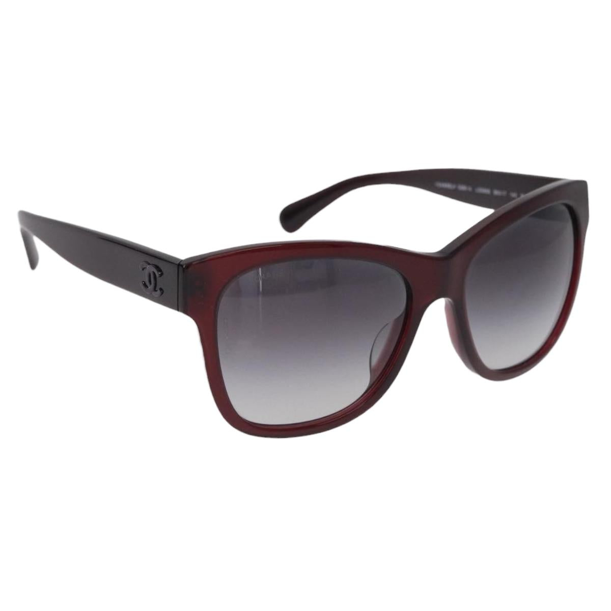 CHANEL COCO Mark Sunglasses Plastic Brown CC Auth SW2598
