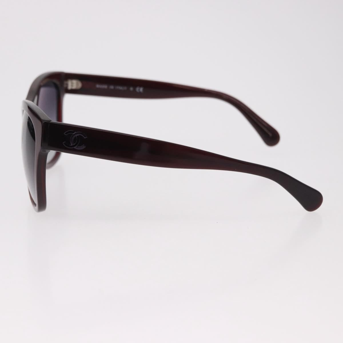 CHANEL COCO Mark Sunglasses Plastic Brown CC Auth SW2598