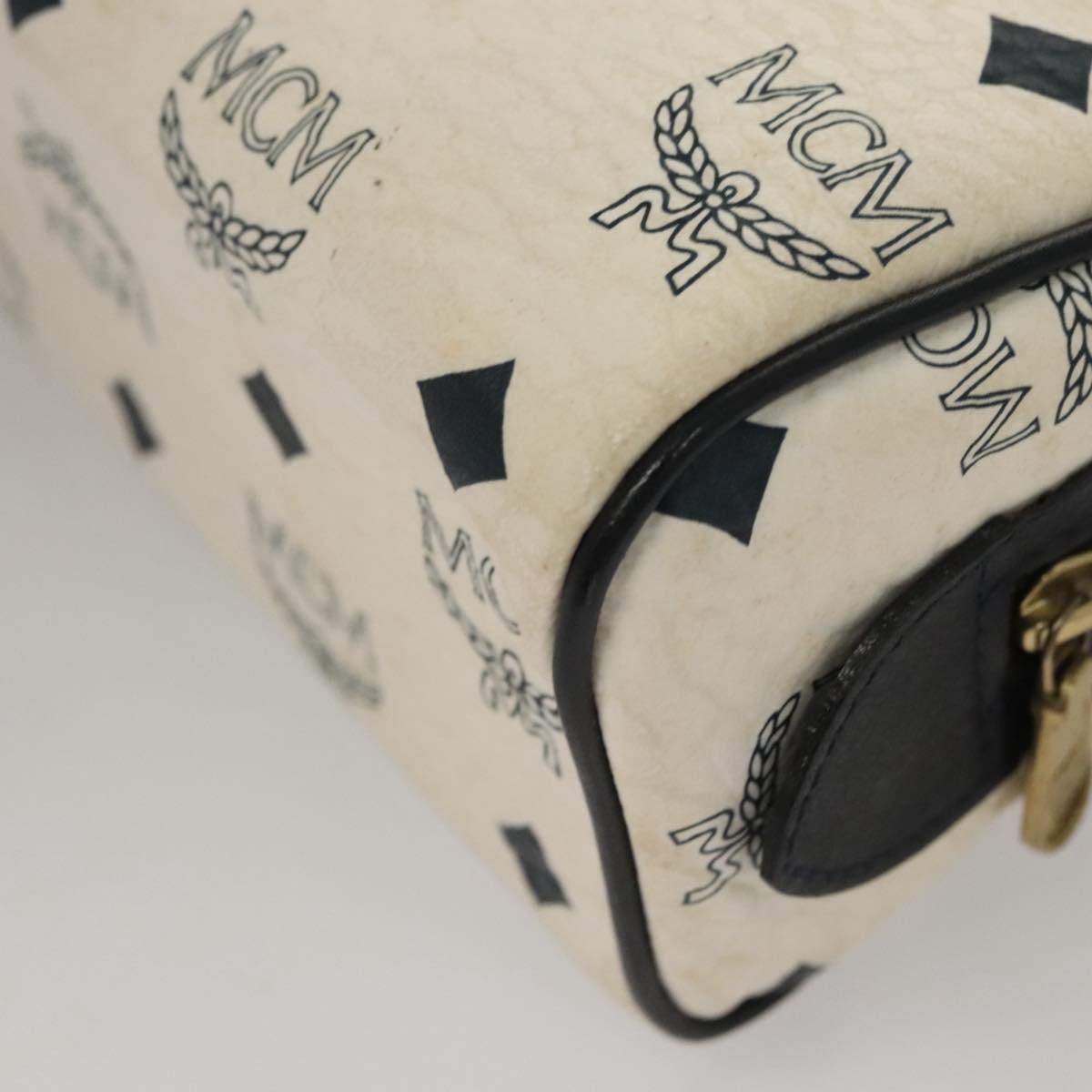 MCM Vicetos Logogram Hand Bag PVC Leather White Auth sw260