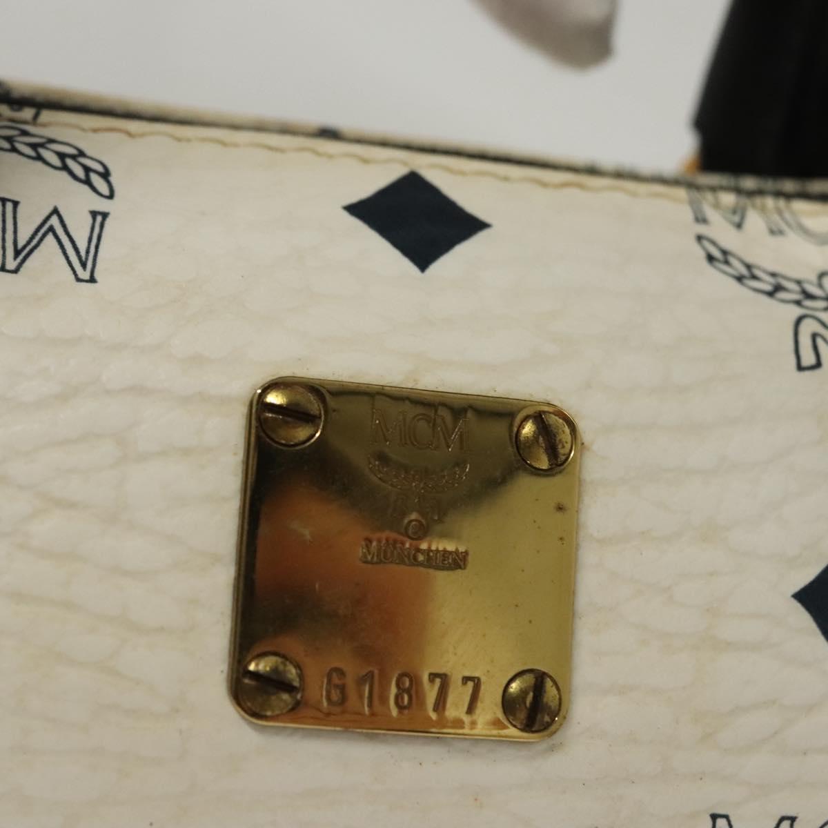 MCM Vicetos Logogram Hand Bag PVC Leather White Auth sw260