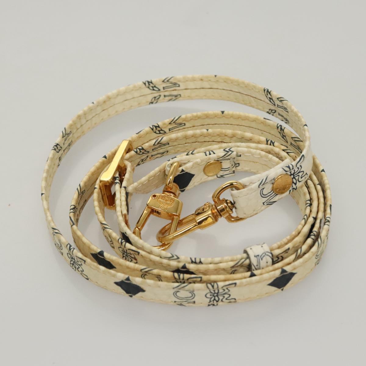 MCM Vicetos Logogram Hand Bag PVC Leather White Auth sw260