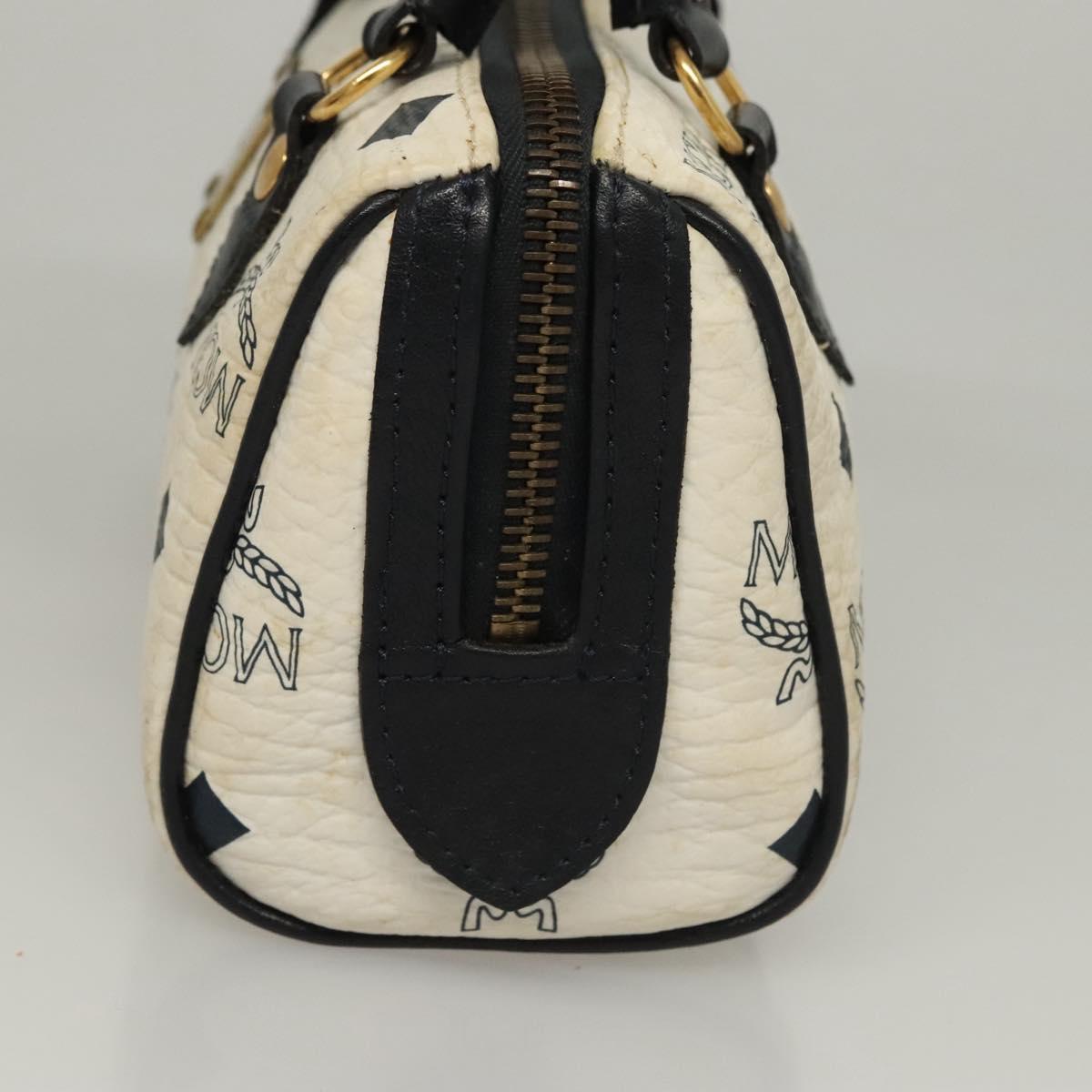 MCM Vicetos Logogram Hand Bag PVC Leather White Auth sw260