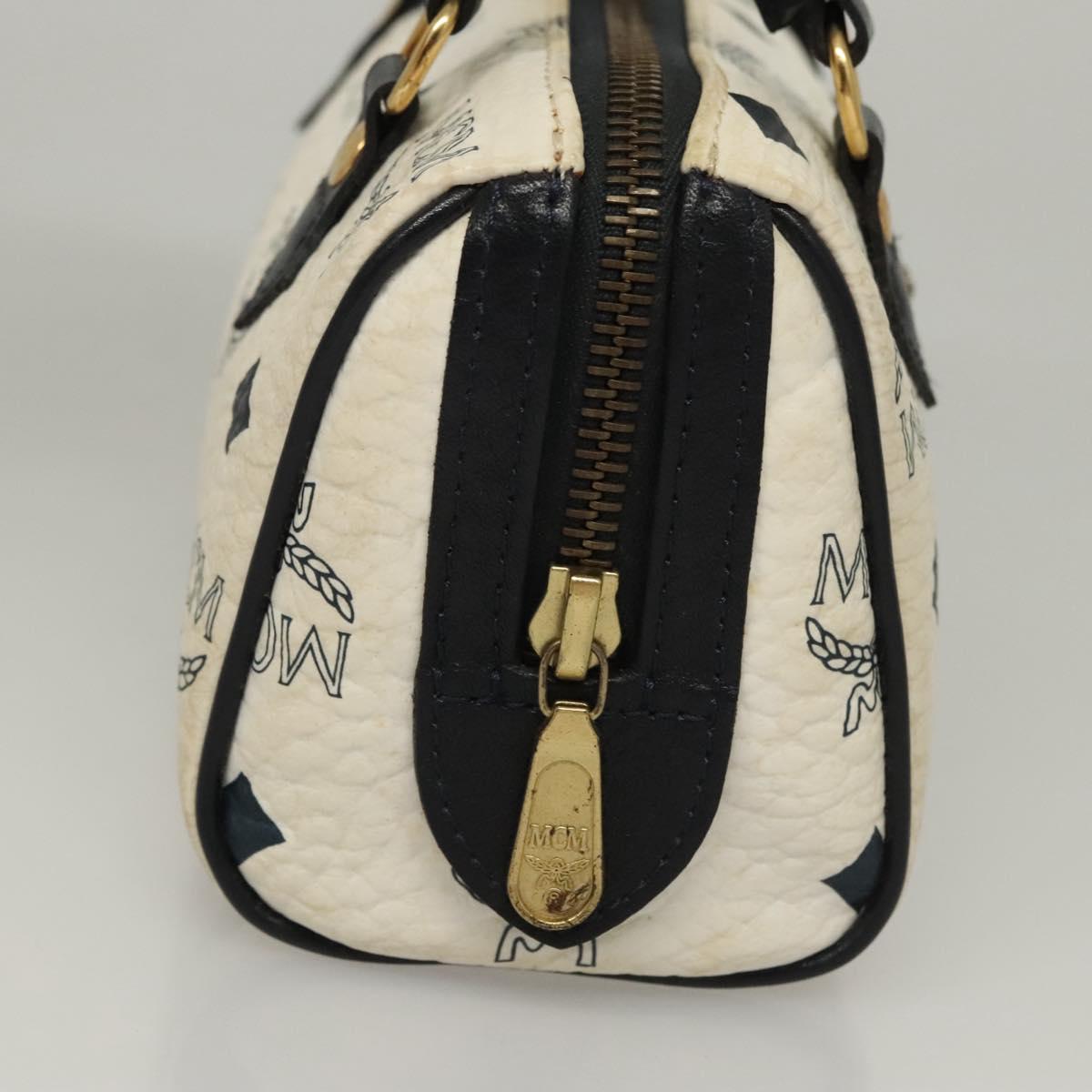 MCM Vicetos Logogram Hand Bag PVC Leather White Auth sw260