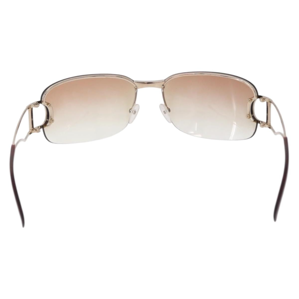 Christian Dior DIORLY Sunglasses Metal Brown Gold Auth SW2601V