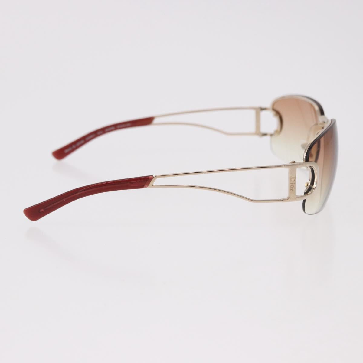 Christian Dior DIORLY Sunglasses Metal Brown Gold Auth SW2601V
