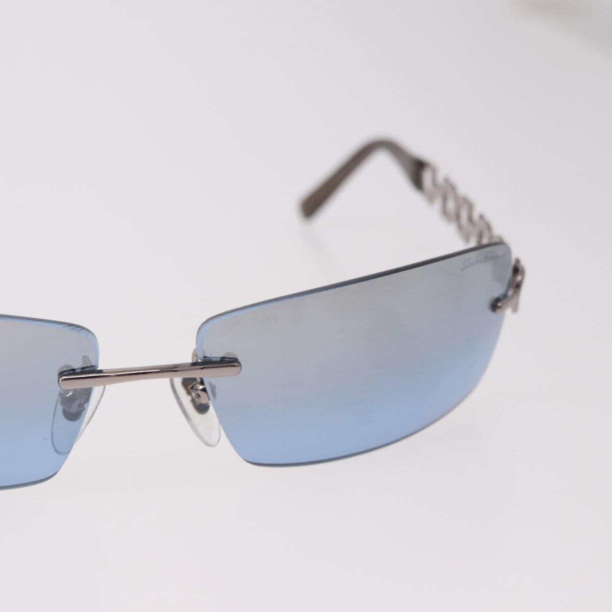 Salvatore Ferragamo Gancini Sunglasses Metal Light Blue Silver Auth SW2602V