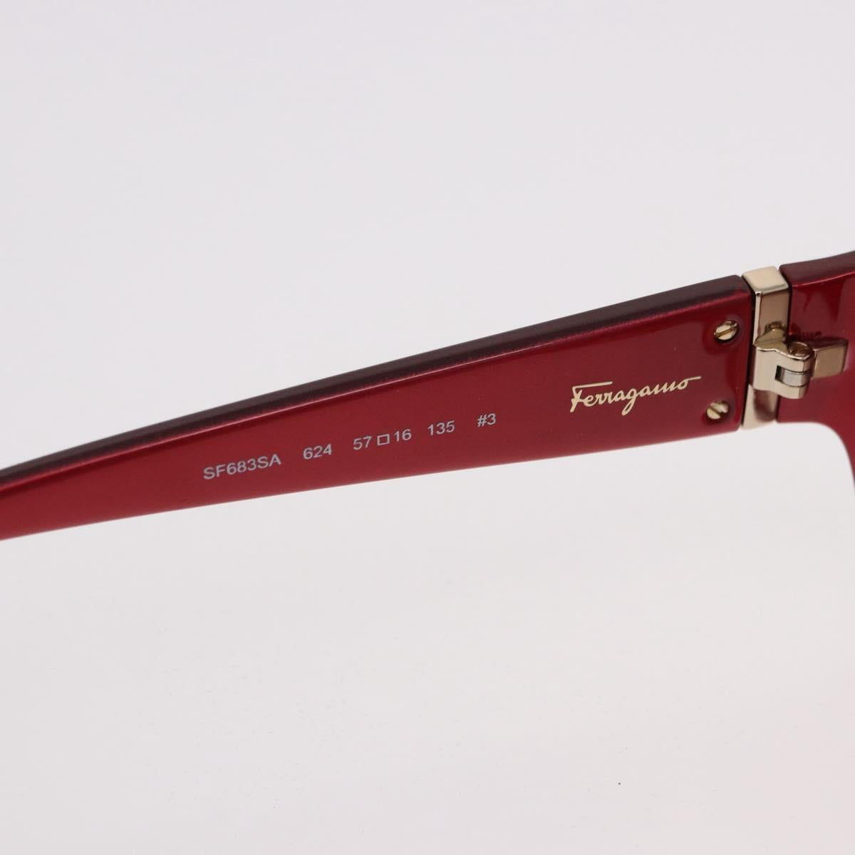 Salvatore Ferragamo Sunglasses Plastic Red Gold Auth SW2603