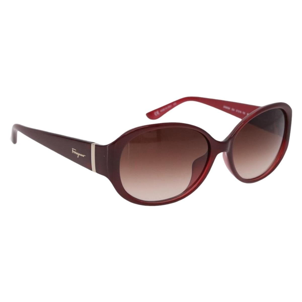 Salvatore Ferragamo Sunglasses Plastic Red Gold Auth SW2603