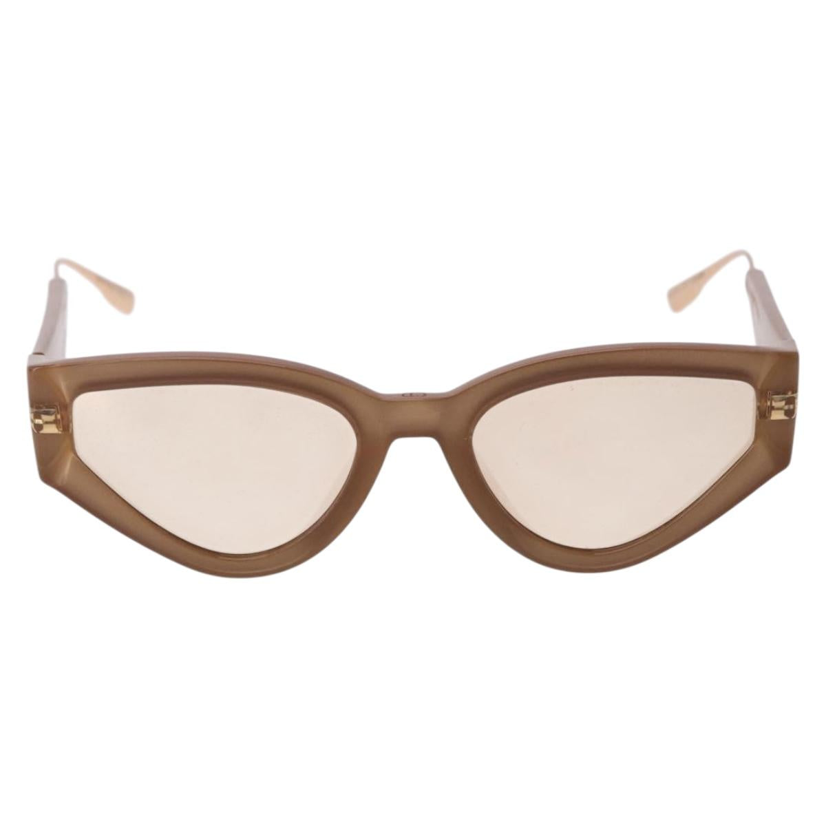Christian Dior Cat Style Dior 1 Sunglasses Plastic Pink Gold Auth SW2605V