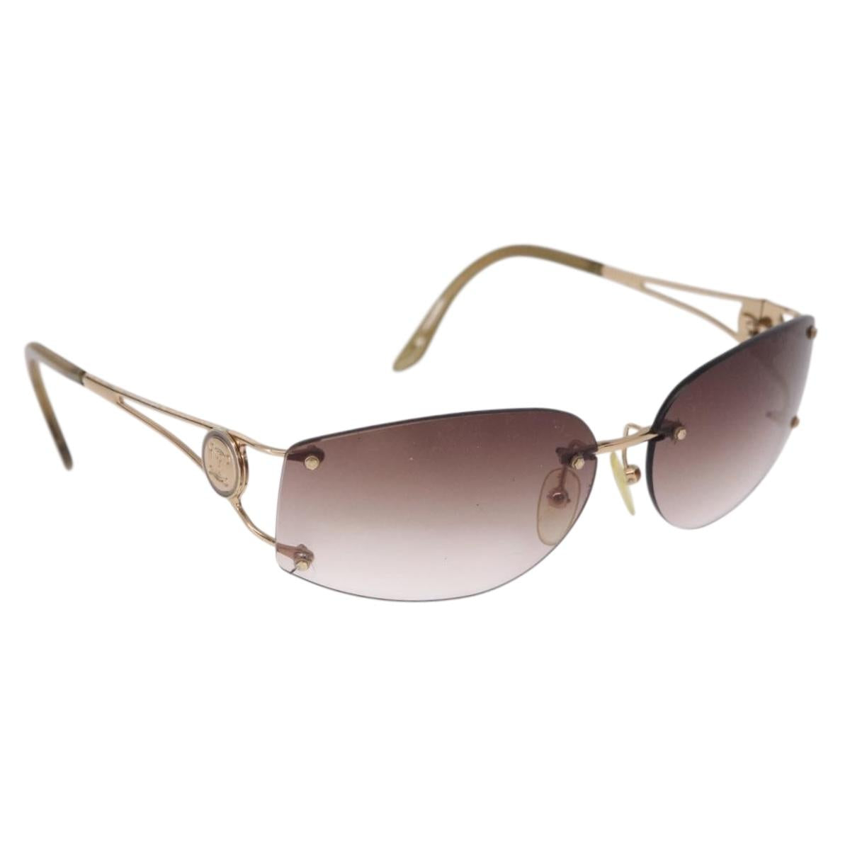 CELINE Macadam Sunglasses Metal Gold Tone Dark Brown Auth SW2606