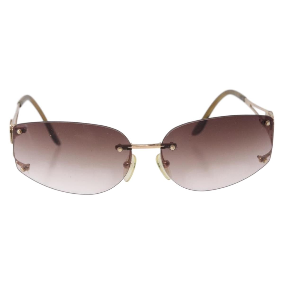 CELINE Macadam Sunglasses Metal Gold Tone Dark Brown Auth SW2606