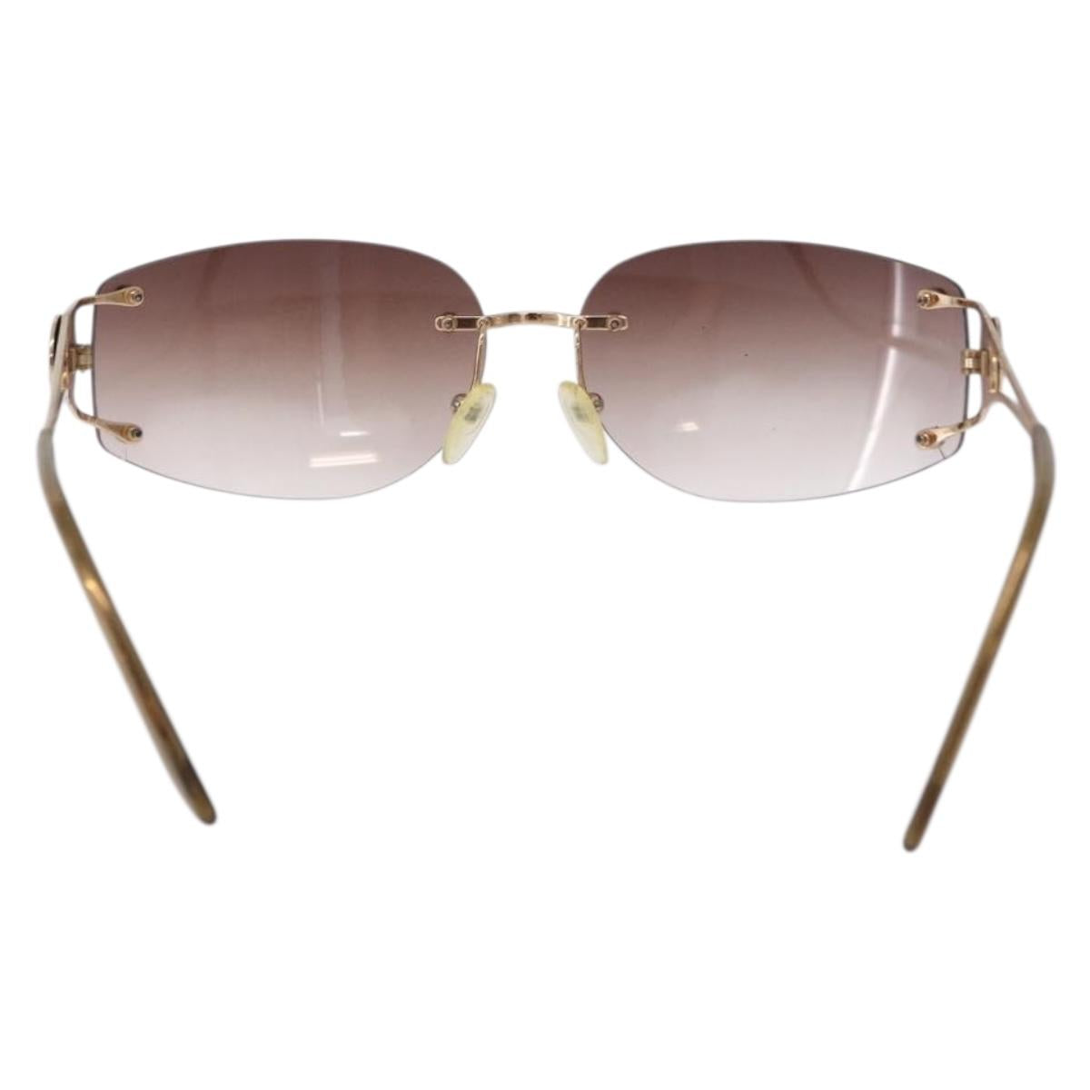 CELINE Macadam Sunglasses Metal Gold Tone Dark Brown Auth SW2606