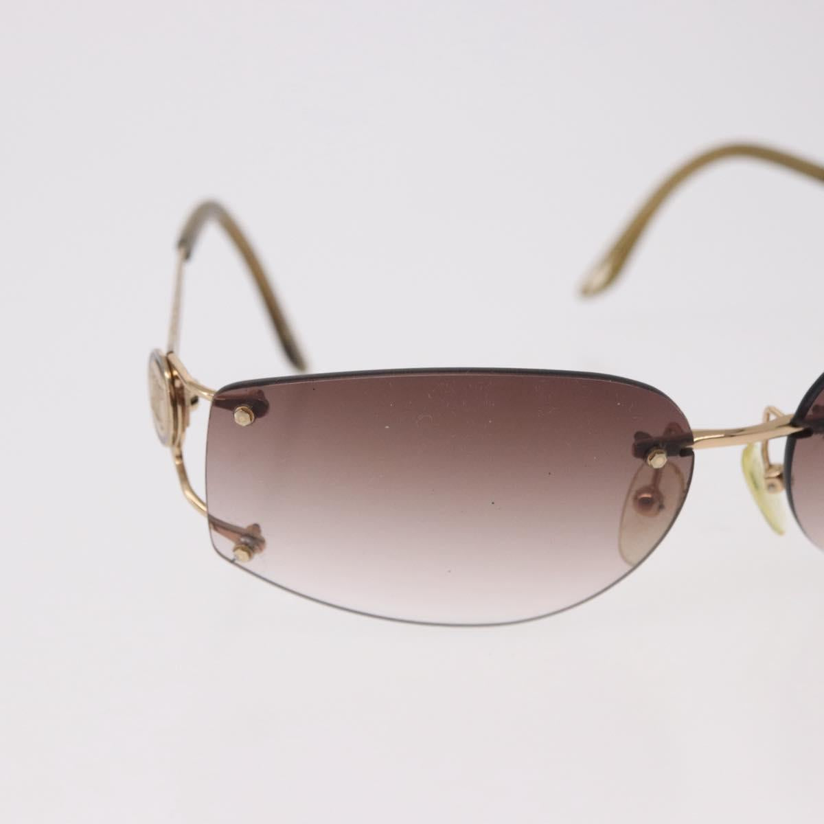 CELINE Macadam Sunglasses Metal Gold Tone Dark Brown Auth SW2606