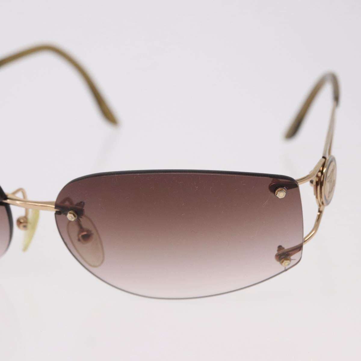 CELINE Macadam Sunglasses Metal Gold Tone Dark Brown Auth SW2606