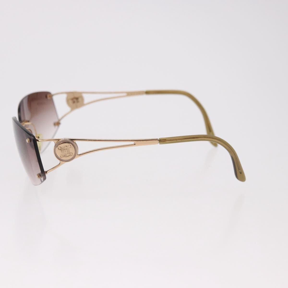 CELINE Macadam Sunglasses Metal Gold Tone Dark Brown Auth SW2606