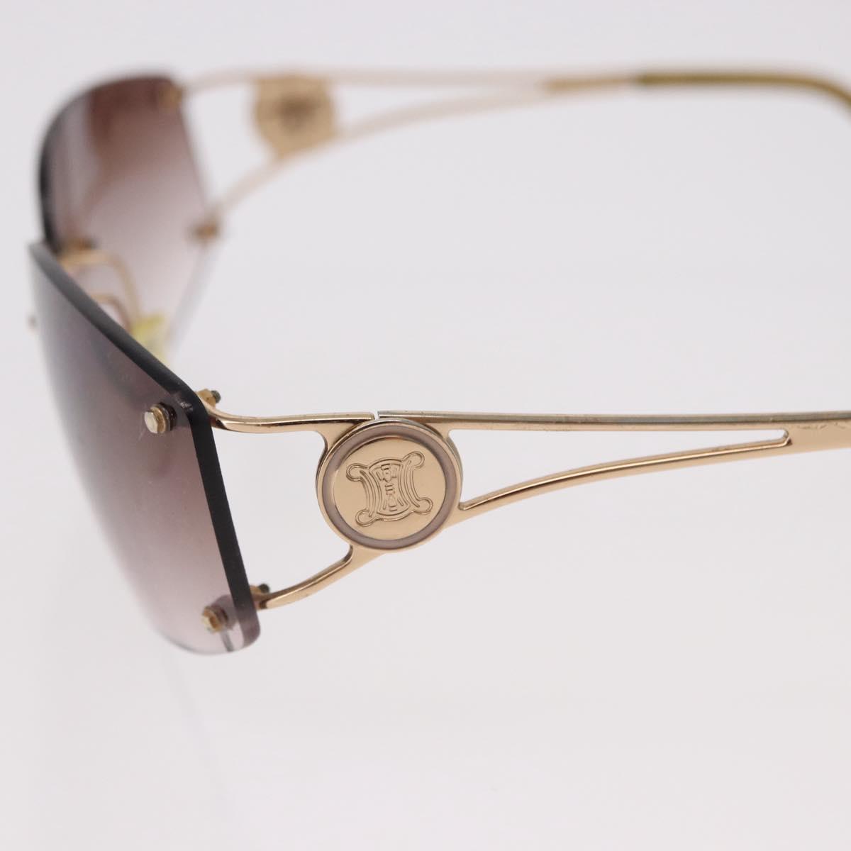 CELINE Macadam Sunglasses Metal Gold Tone Dark Brown Auth SW2606