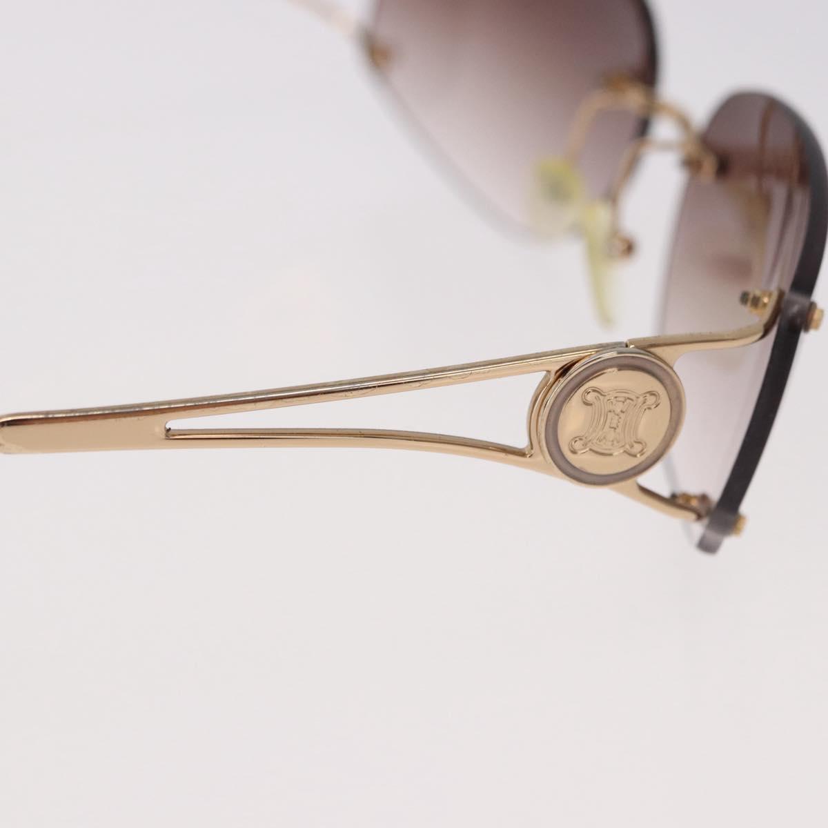 CELINE Macadam Sunglasses Metal Gold Tone Dark Brown Auth SW2606
