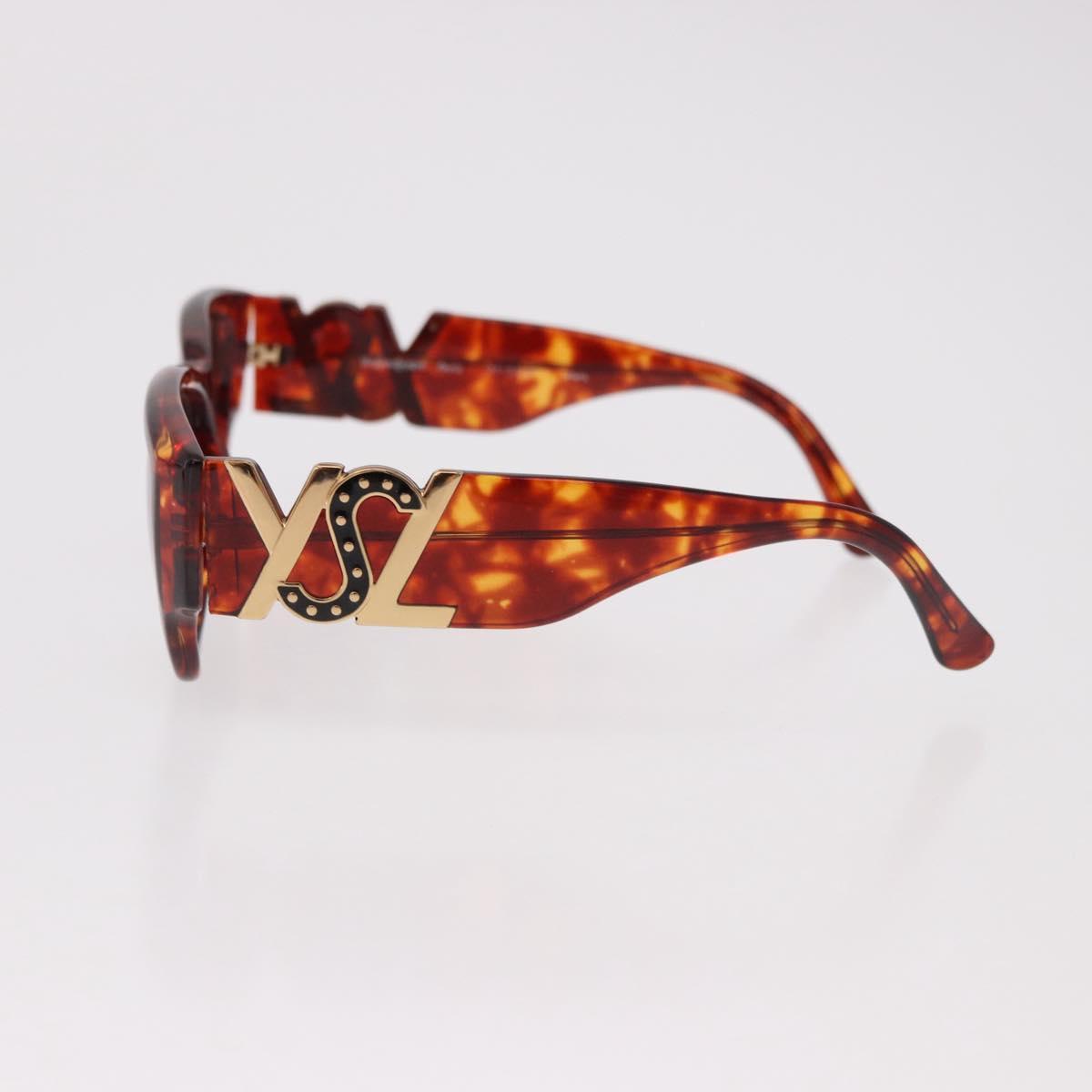 SAINT LAURENT Sunglasses Plastic Brown Gold Auth SW2608