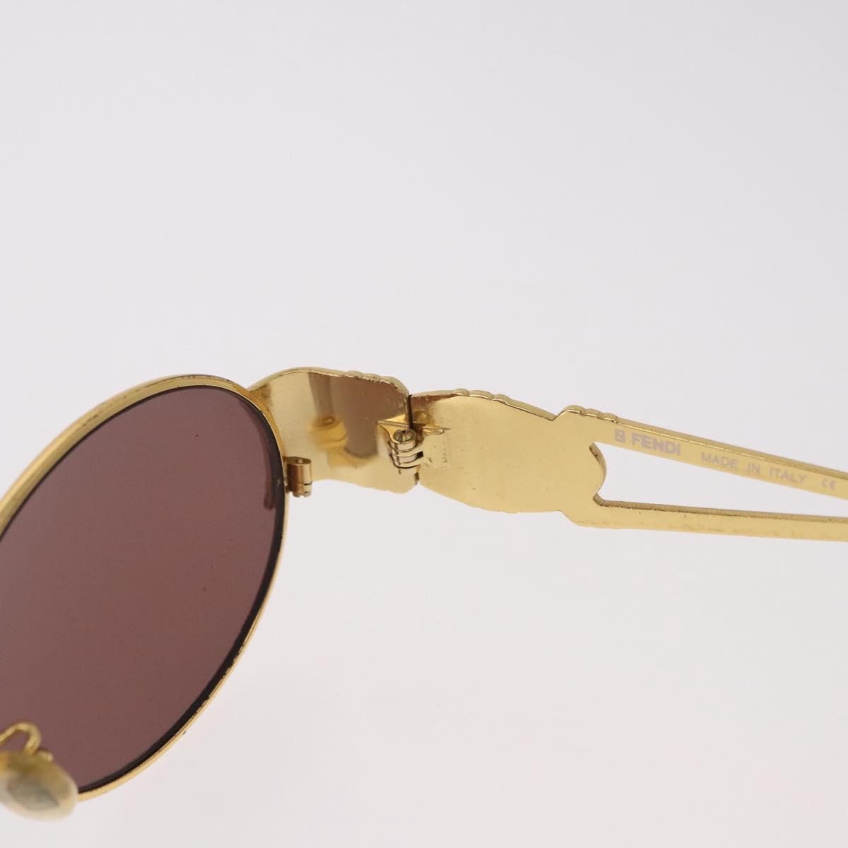 FENDI Sunglasses Metal Gold Tone Navy Auth SW2610