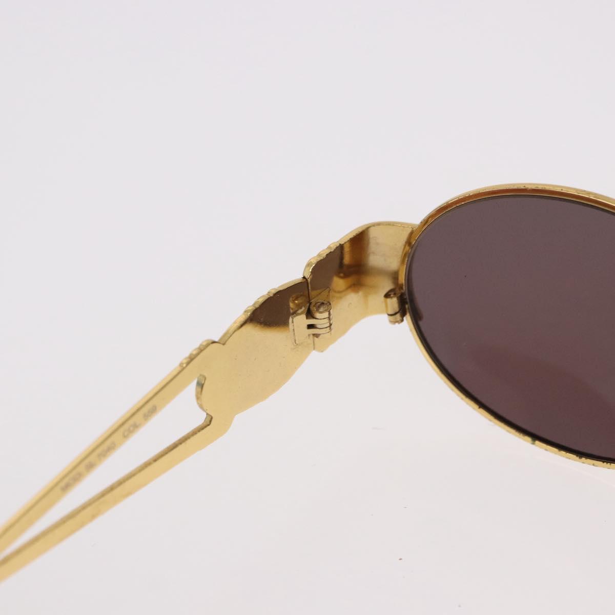 FENDI Sunglasses Metal Gold Tone Navy Auth SW2610