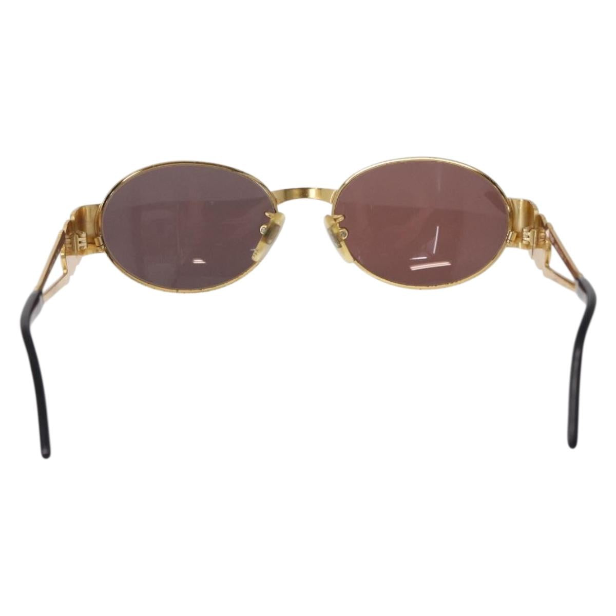 FENDI Sunglasses Metal Gold Tone Navy Auth SW2610