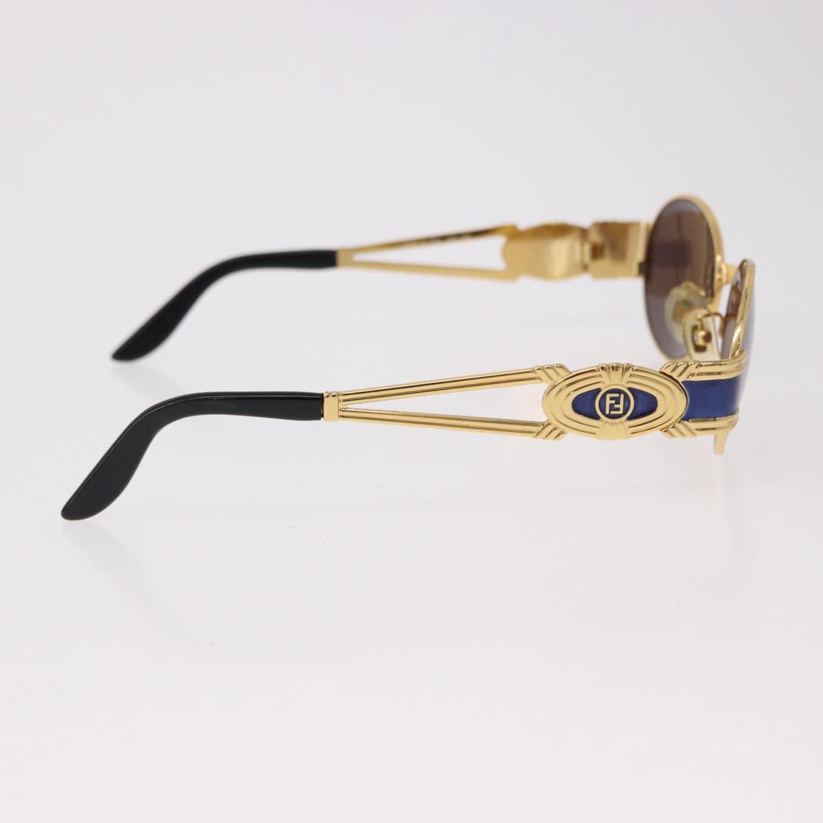 FENDI Sunglasses Metal Gold Tone Navy Auth SW2610