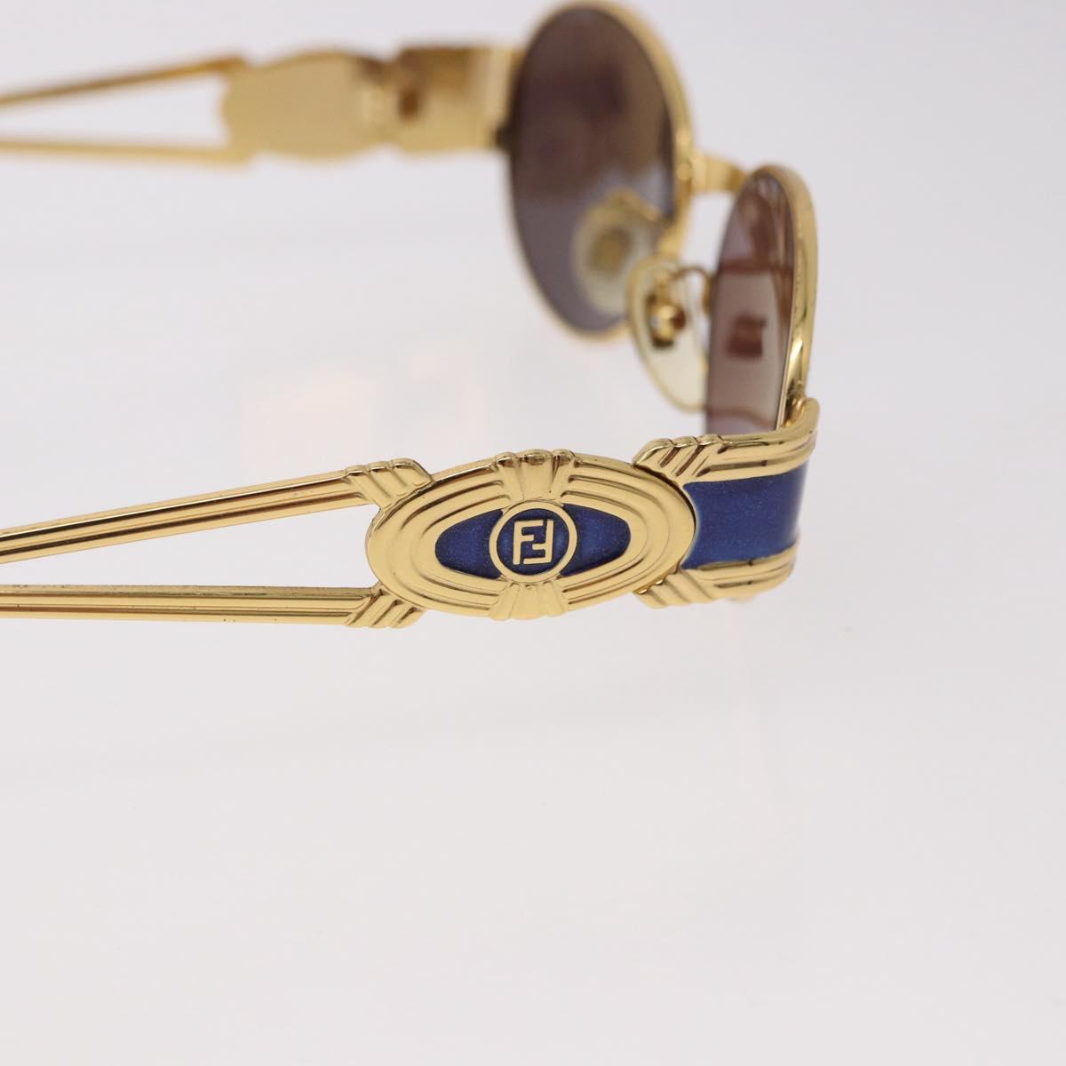 FENDI Sunglasses Metal Gold Tone Navy Auth SW2610