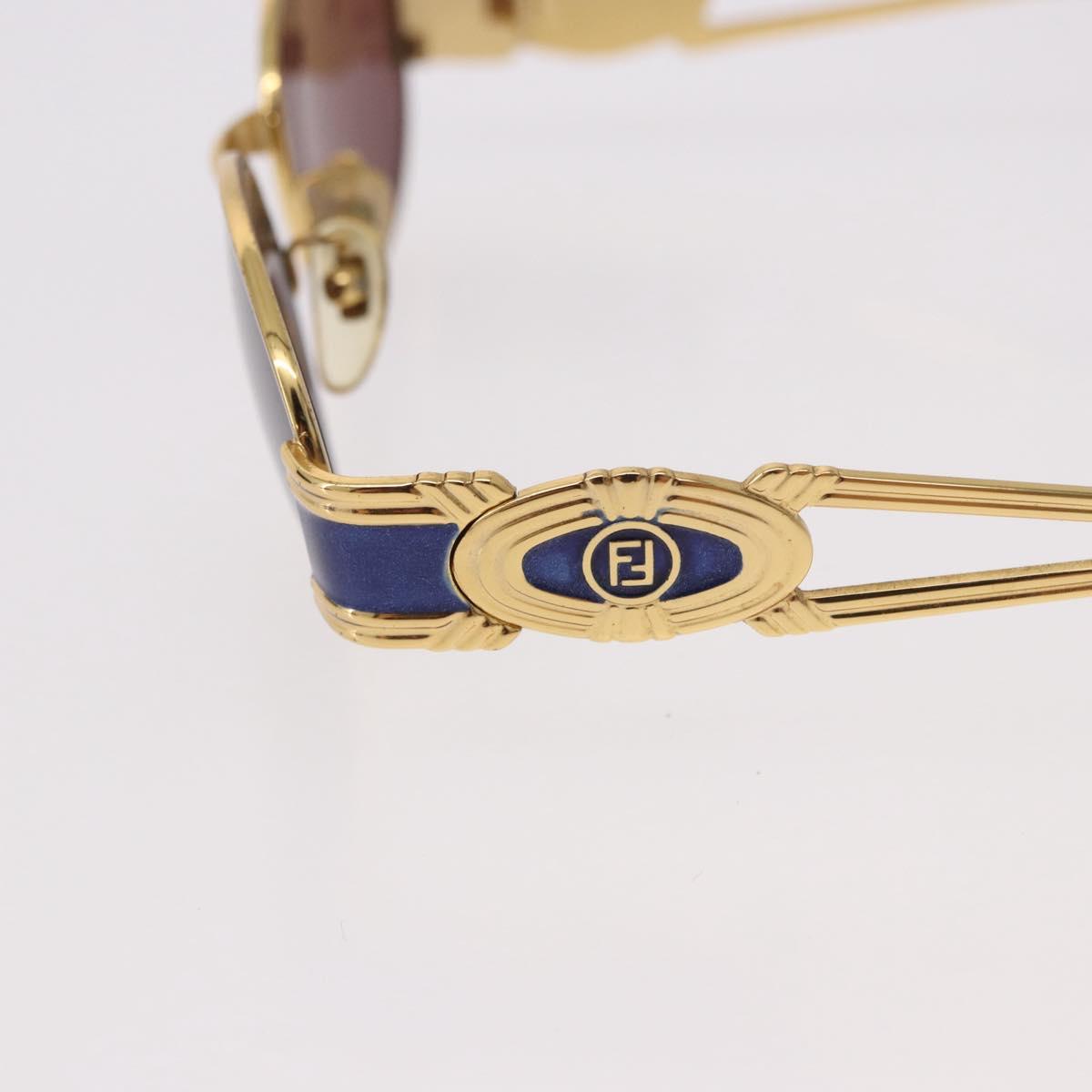 FENDI Sunglasses Metal Gold Tone Navy Auth SW2610