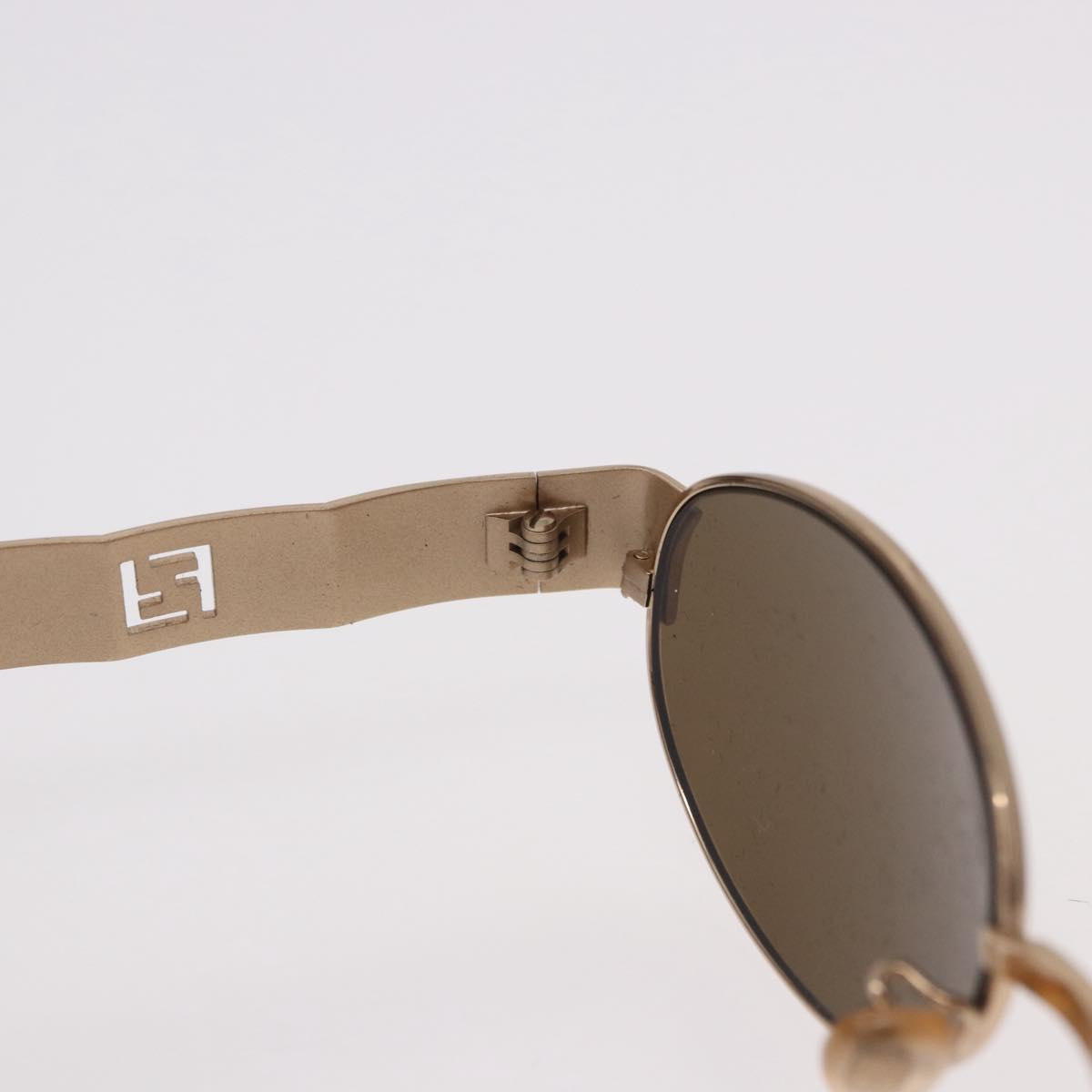FENDI Sunglasses Metal Gold Tone Brown Auth SW2611
