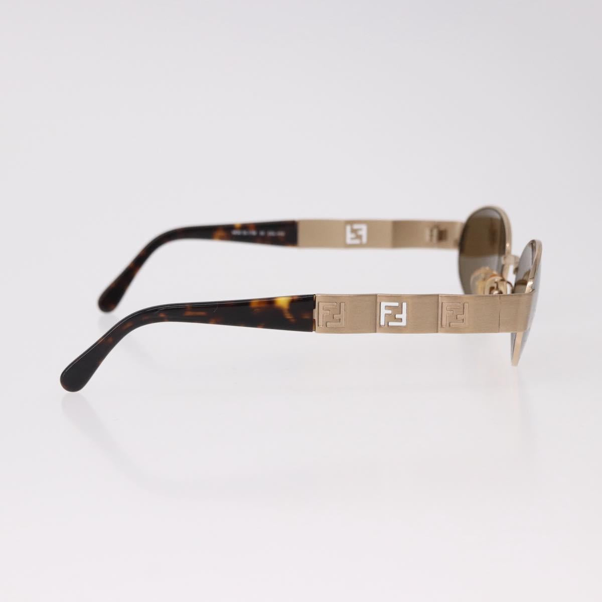 FENDI Sunglasses Metal Gold Tone Brown Auth SW2611