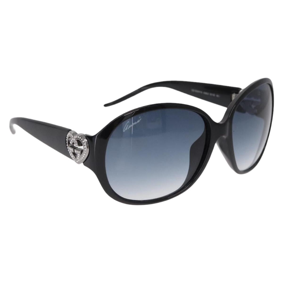 GUCCI Lovely Heart Sunglasses Plastic Black Silver Auth SW2613V
